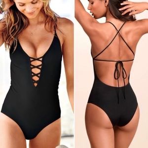 SOLD Victoria’s Secret black lace up Swimsuit